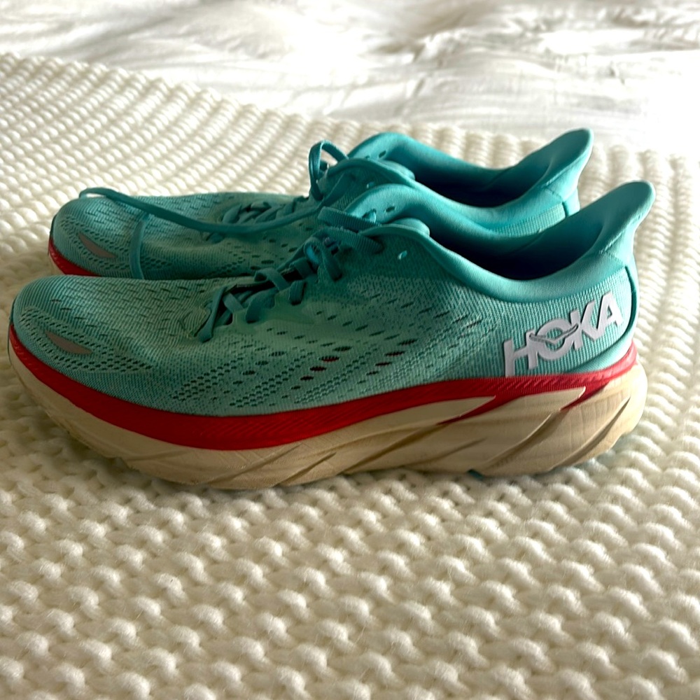 Hoka Women's Shoes in Teal and Red